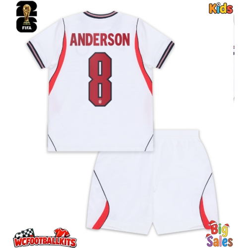 England Elliot Anderson #8 Replica Home Stadium Kit for Kids World Cup 2026 Short Sleeve (+ pants)
